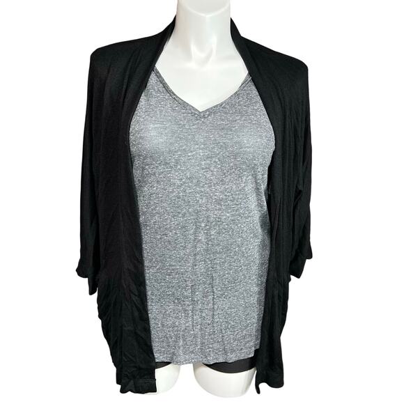 Time and Tru Womens Cardigan Sweater Open Front Lightweight Long Sleeve Black XL - Picture 1 of 9